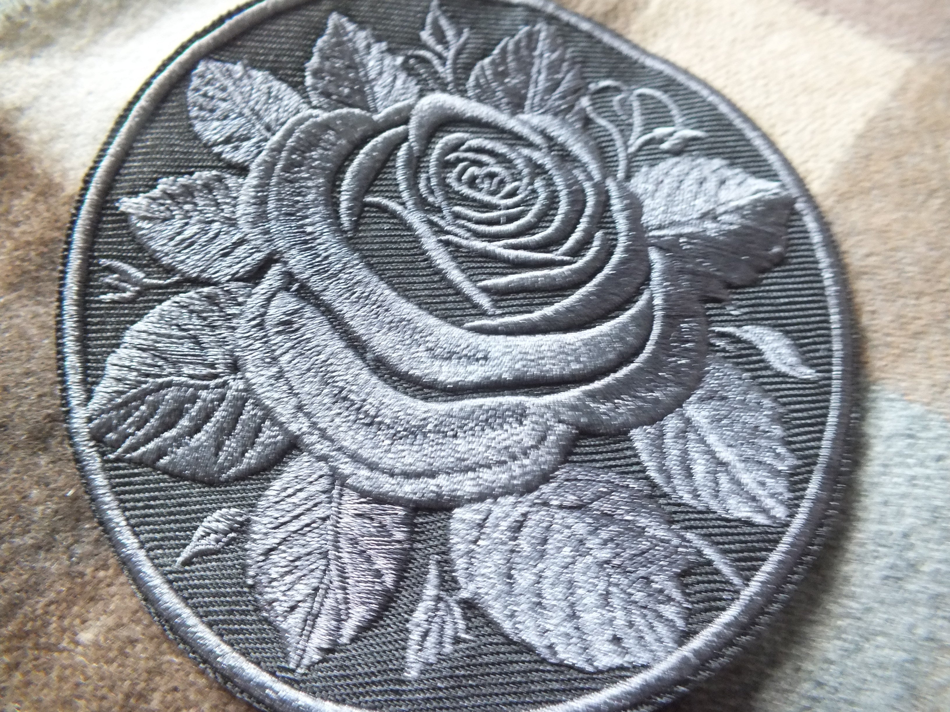 Black Rose Embroidered Patch Gothic Iron On Sew On Dark Flower Jacket DIY Punk Alternative Clothing Accessory Gift Floral Embroidery