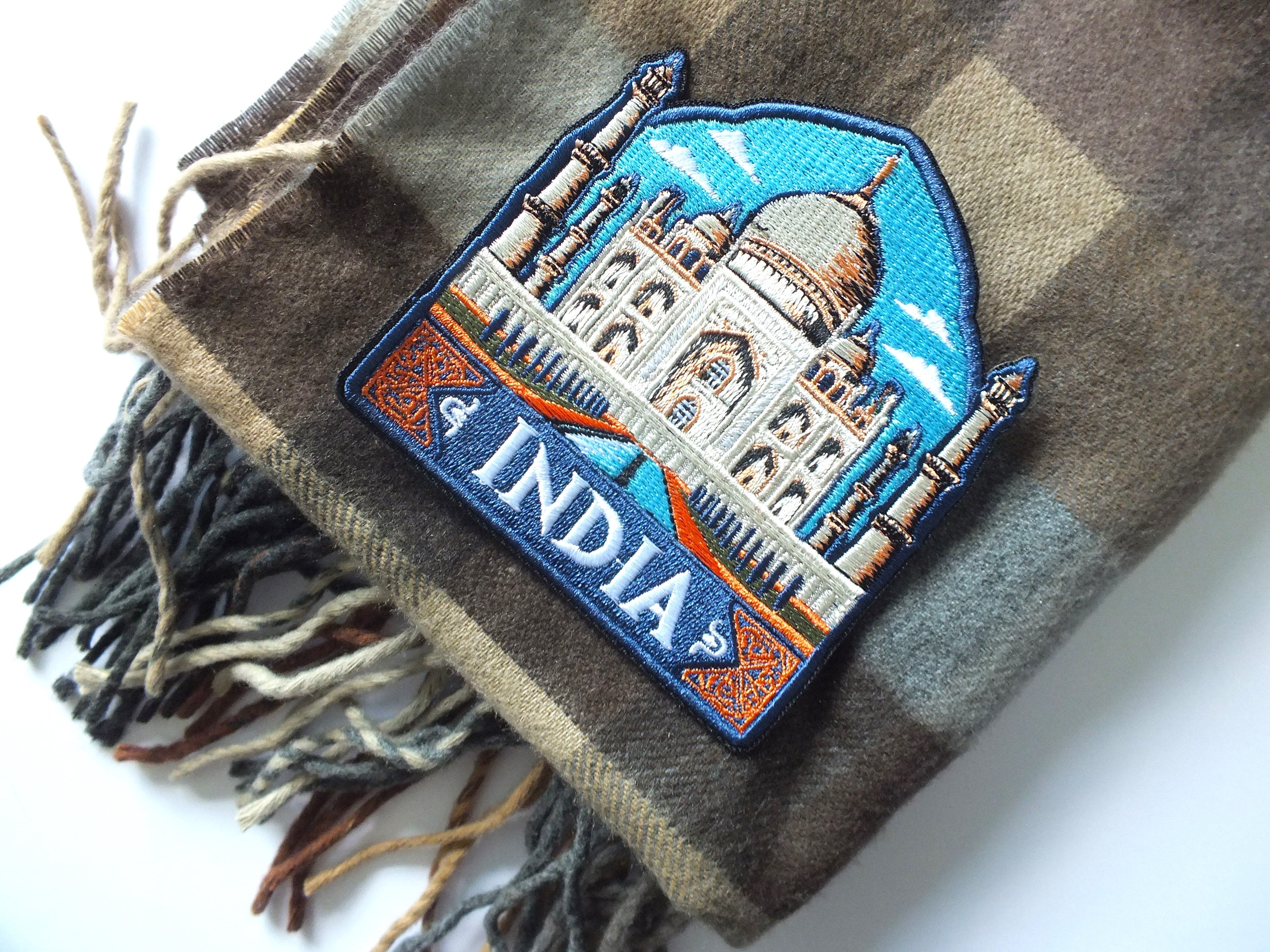India Travel Patch Iron On Embroidered Taj Mahal Appliqué Wonder of World Travel Souvenir Patch for Jacket Backpack World City Keepsake
