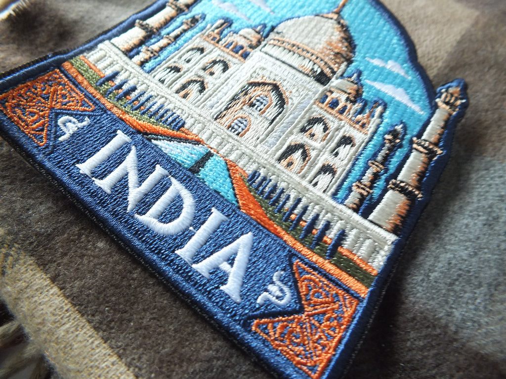 India Travel Patch Iron On Embroidered Taj Mahal Appliqué Wonder of World Travel Souvenir Patch for Jacket Backpack World City Keepsake