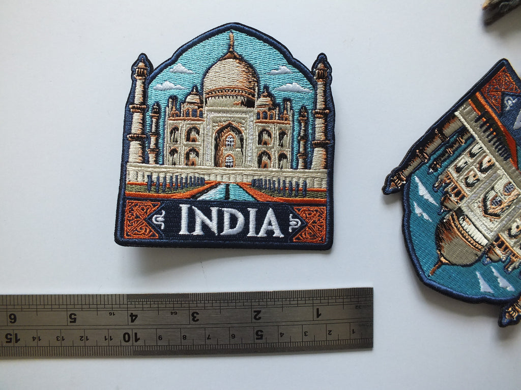 India Travel Patch Iron On Embroidered Taj Mahal Appliqué Wonder of World Travel Souvenir Patch for Jacket Backpack World City Keepsake