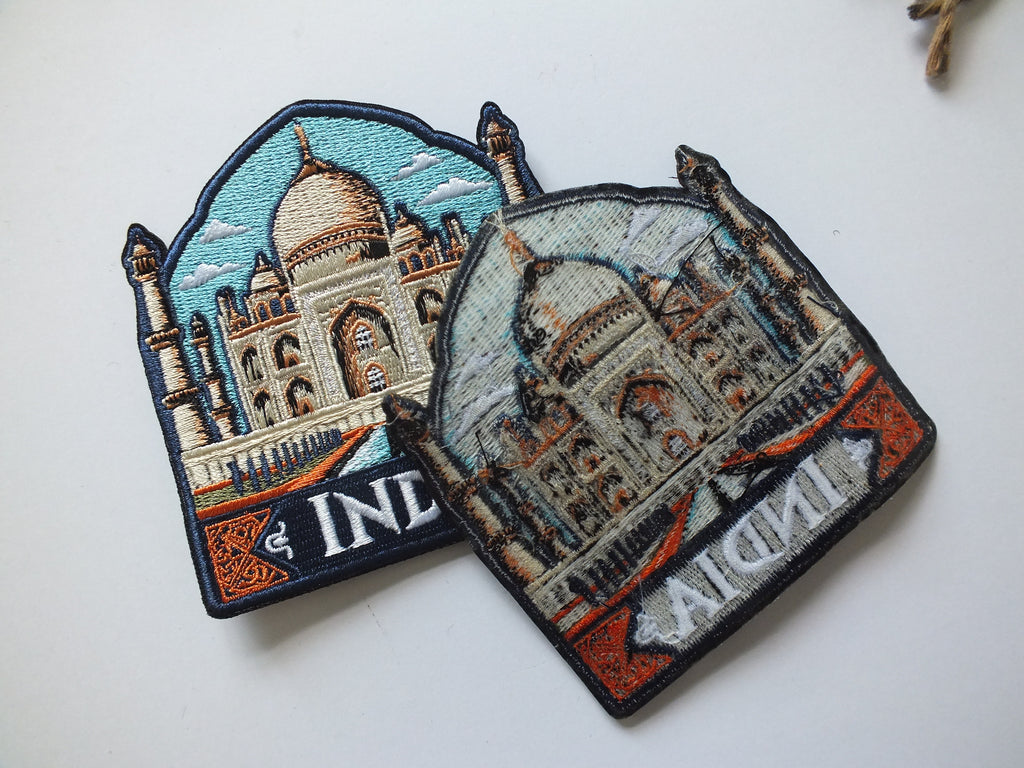 India Travel Patch Iron On Embroidered Taj Mahal Appliqué Wonder of World Travel Souvenir Patch for Jacket Backpack World City Keepsake