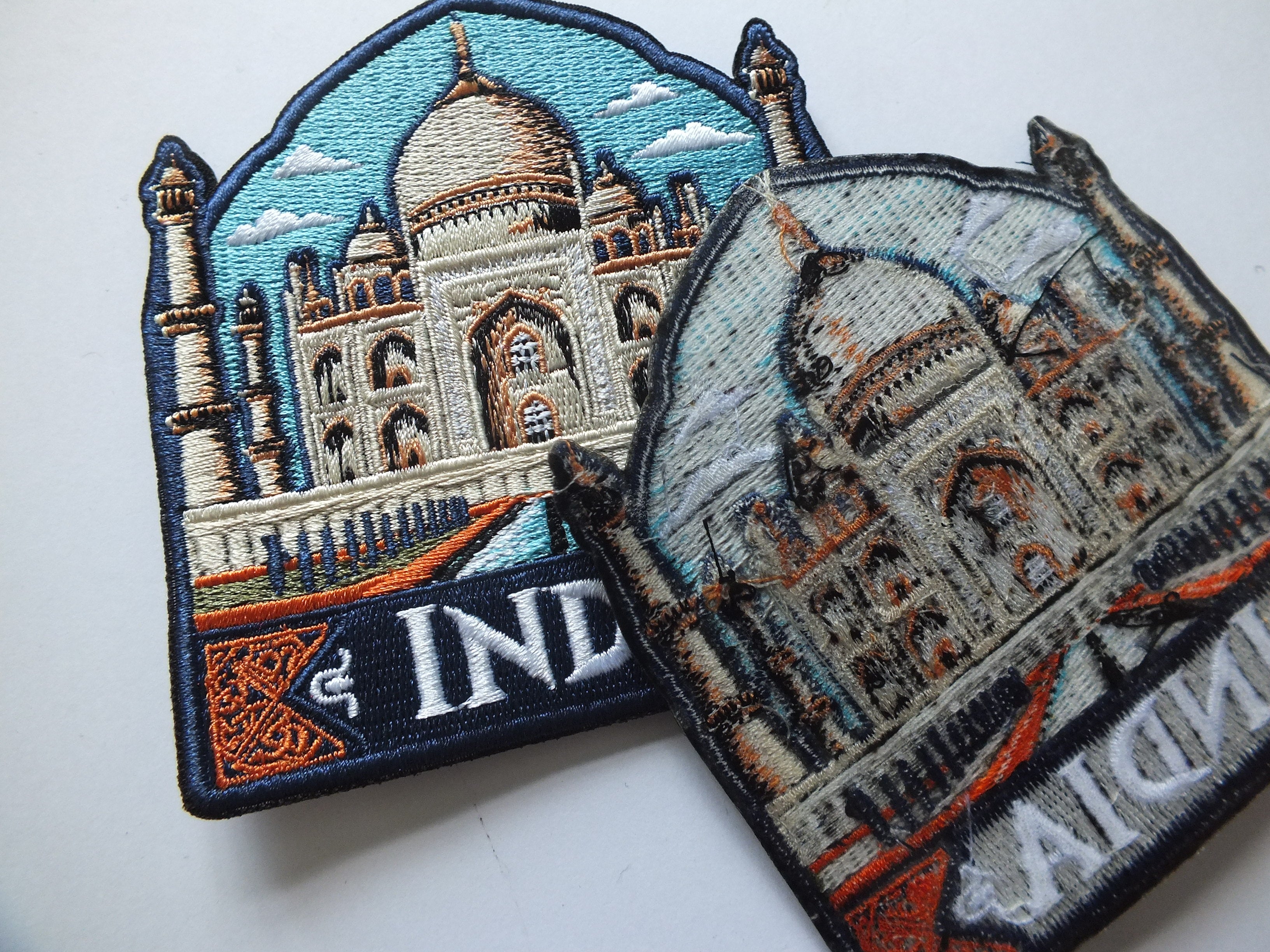 India Travel Patch Iron On Embroidered Taj Mahal Appliqué Wonder of World Travel Souvenir Patch for Jacket Backpack World City Keepsake