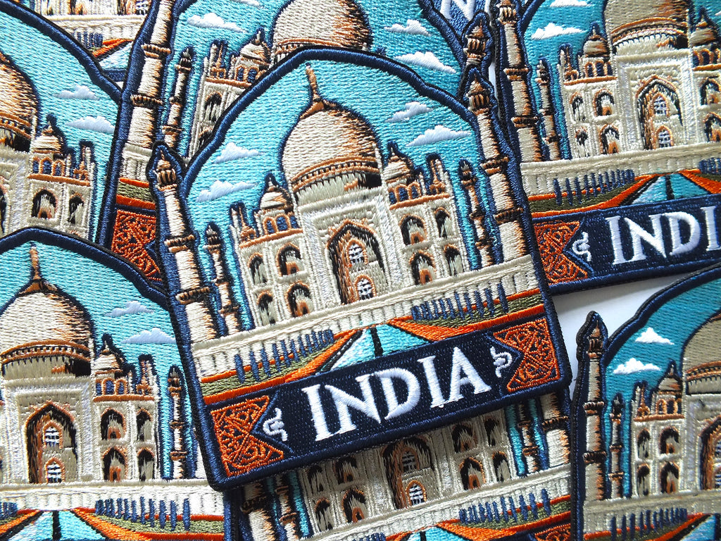 India Travel Patch Iron On Embroidered Taj Mahal Appliqué Wonder of World Travel Souvenir Patch for Jacket Backpack World City Keepsake