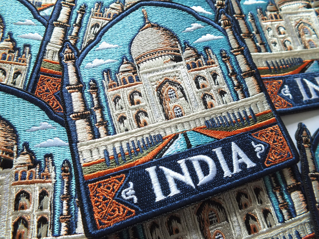 India Travel Patch Iron On Embroidered Taj Mahal Appliqué Wonder of World Travel Souvenir Patch for Jacket Backpack World City Keepsake