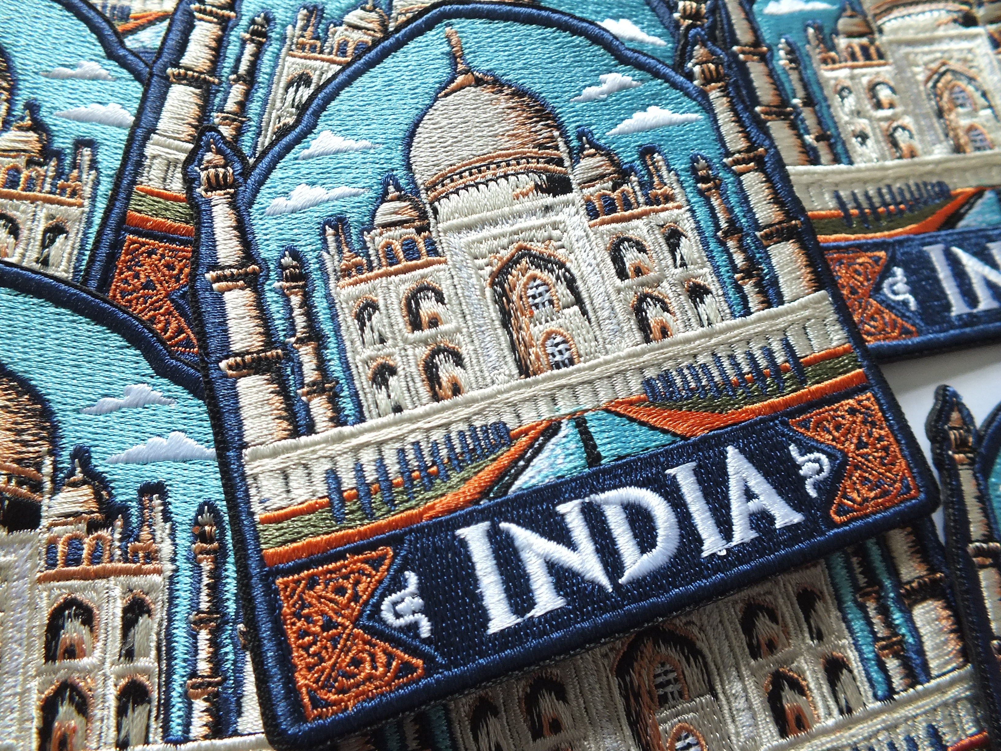 India Travel Patch Iron On Embroidered Taj Mahal Appliqué Wonder of World Travel Souvenir Patch for Jacket Backpack World City Keepsake