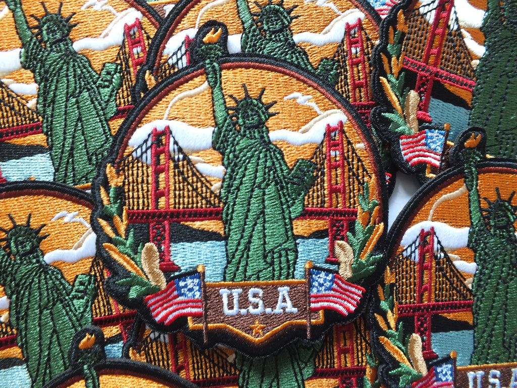 USA Travel Patch Hand Embroidered Travel Themed Patch Iron On New York Travel Patch Sew On World Traveler Patch Travel Bag Patch