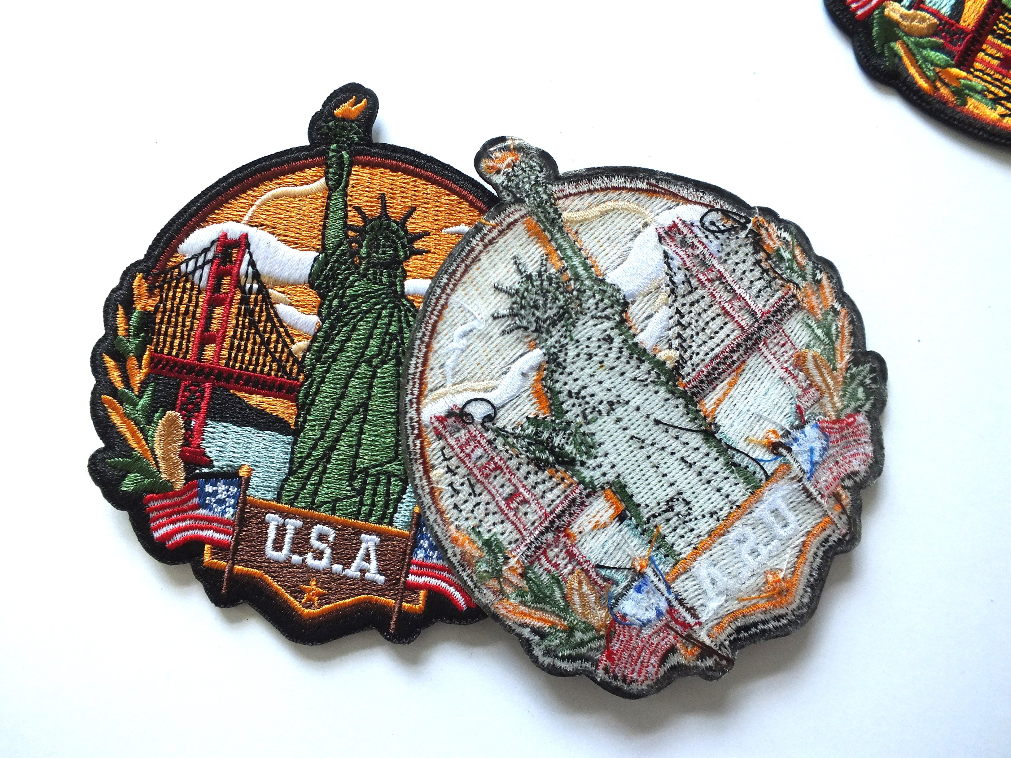USA Travel Patch Hand Embroidered Travel Themed Patch Iron On New York Travel Patch Sew On World Traveler Patch Travel Bag Patch