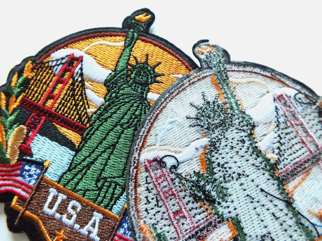 USA Travel Patch Hand Embroidered Travel Themed Patch Iron On New York Travel Patch Sew On World Traveler Patch Travel Bag Patch