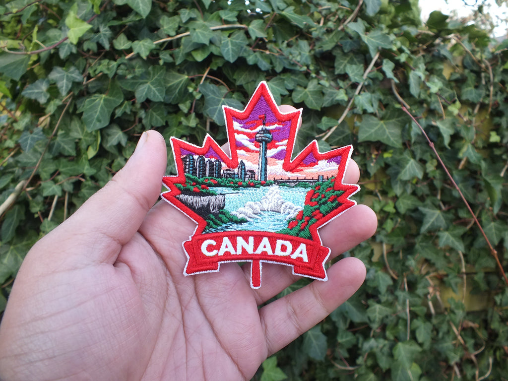 Niagara Falls Patch Iron On Embroidery Canada Sew On Patch for Jacket Maple Leaf Hook and Loop World Travel Patch Canadian Hockey Patches