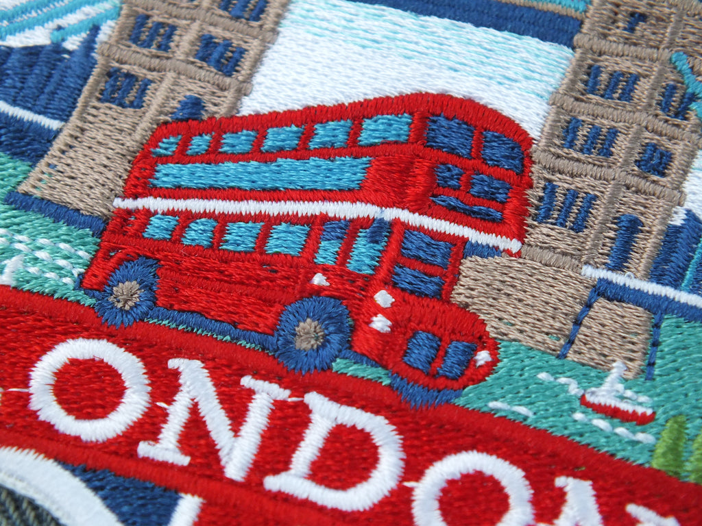 London Travel Patch Iron On Embroidered UK Appliqué Sew On Travel Souvenir Patch Hook Loop Travel Jacket Patch World Traveler Themed Patches
