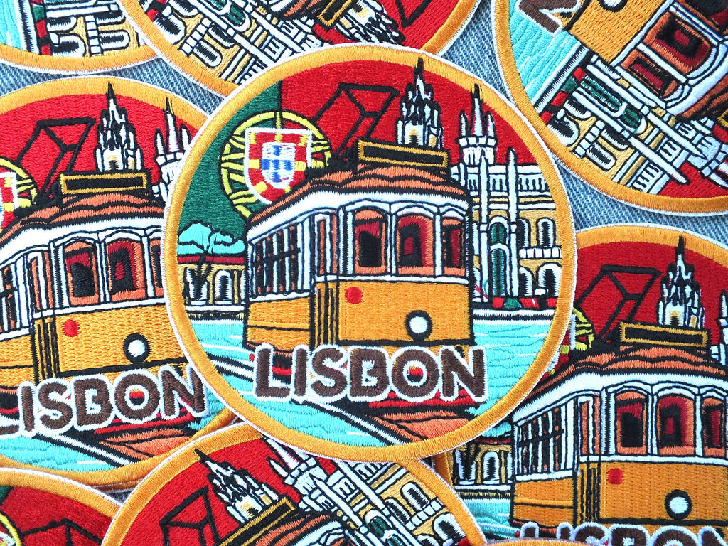 Lisbon Travel Patch Iron On World Traveler Patches Hand Embroidered Portugal Travel Bag Patch Large Custom Embroidered Patches