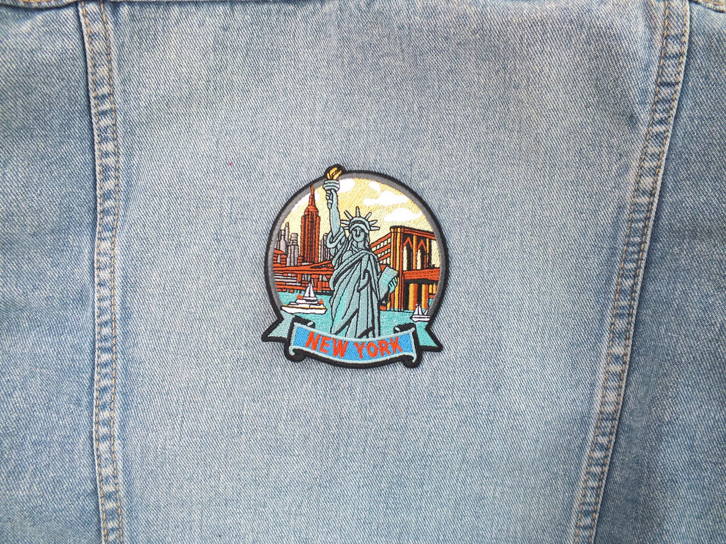 New York Travel Patch Large Hand Embroidered USA World Travel Patches Sew On Travel Patch Statue of Liberty Travel bag Patch