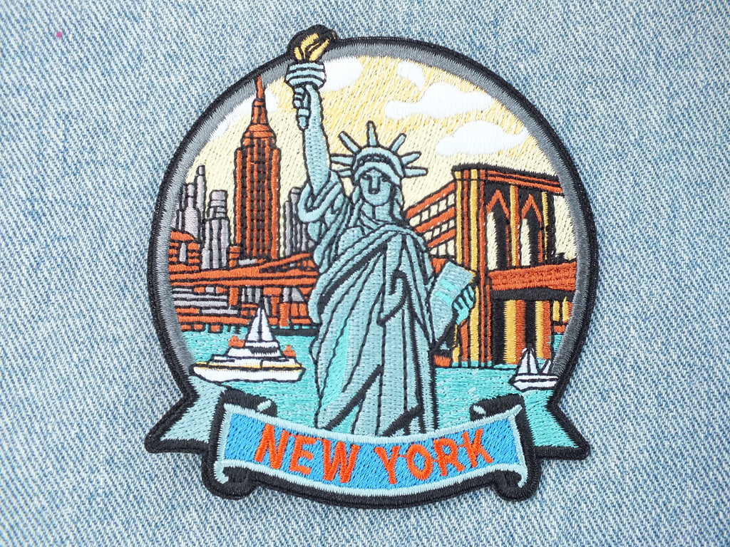New York Travel Patch Large Hand Embroidered USA World Travel Patches Sew On Travel Patch Statue of Liberty Travel bag Patch