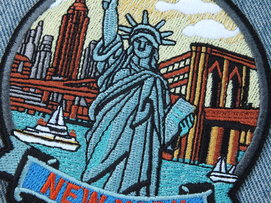 New York Travel Patch Large Hand Embroidered USA World Travel Patches Sew On Travel Patch Statue of Liberty Travel bag Patch