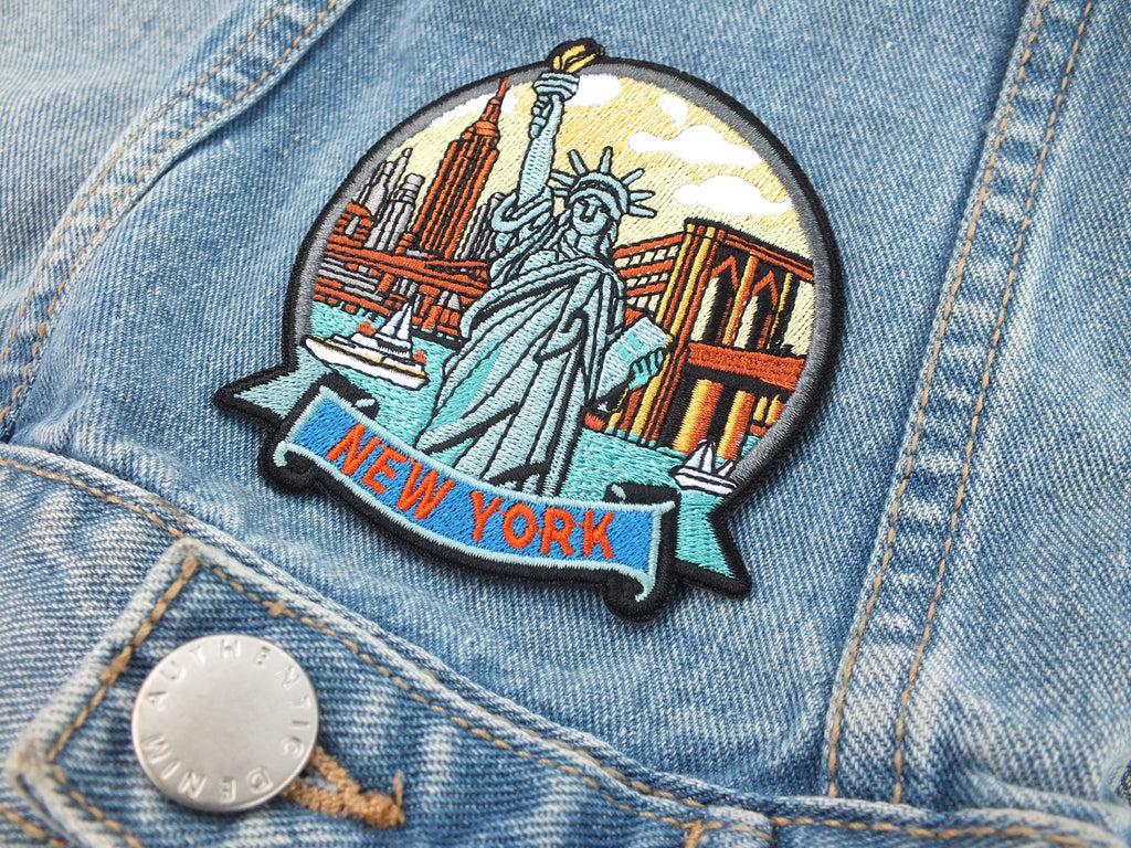 New York Travel Patch Large Hand Embroidered USA World Travel Patches Sew On Travel Patch Statue of Liberty Travel bag Patch