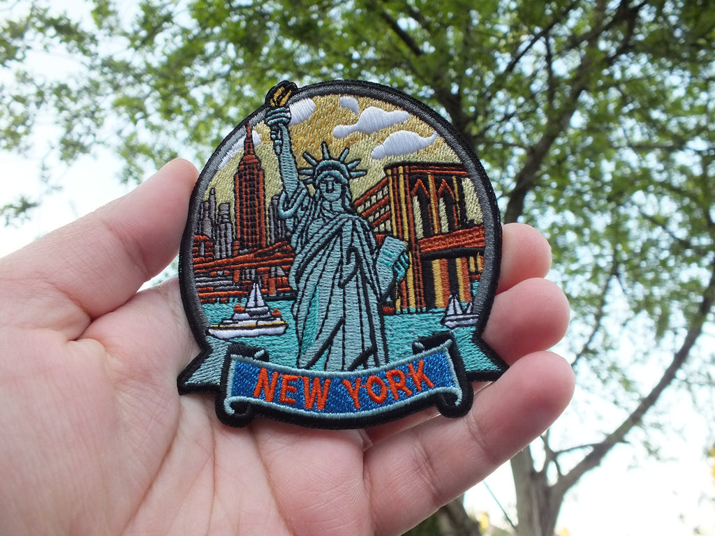 New York Travel Patch Large Hand Embroidered USA World Travel Patches Sew On Travel Patch Statue of Liberty Travel bag Patch