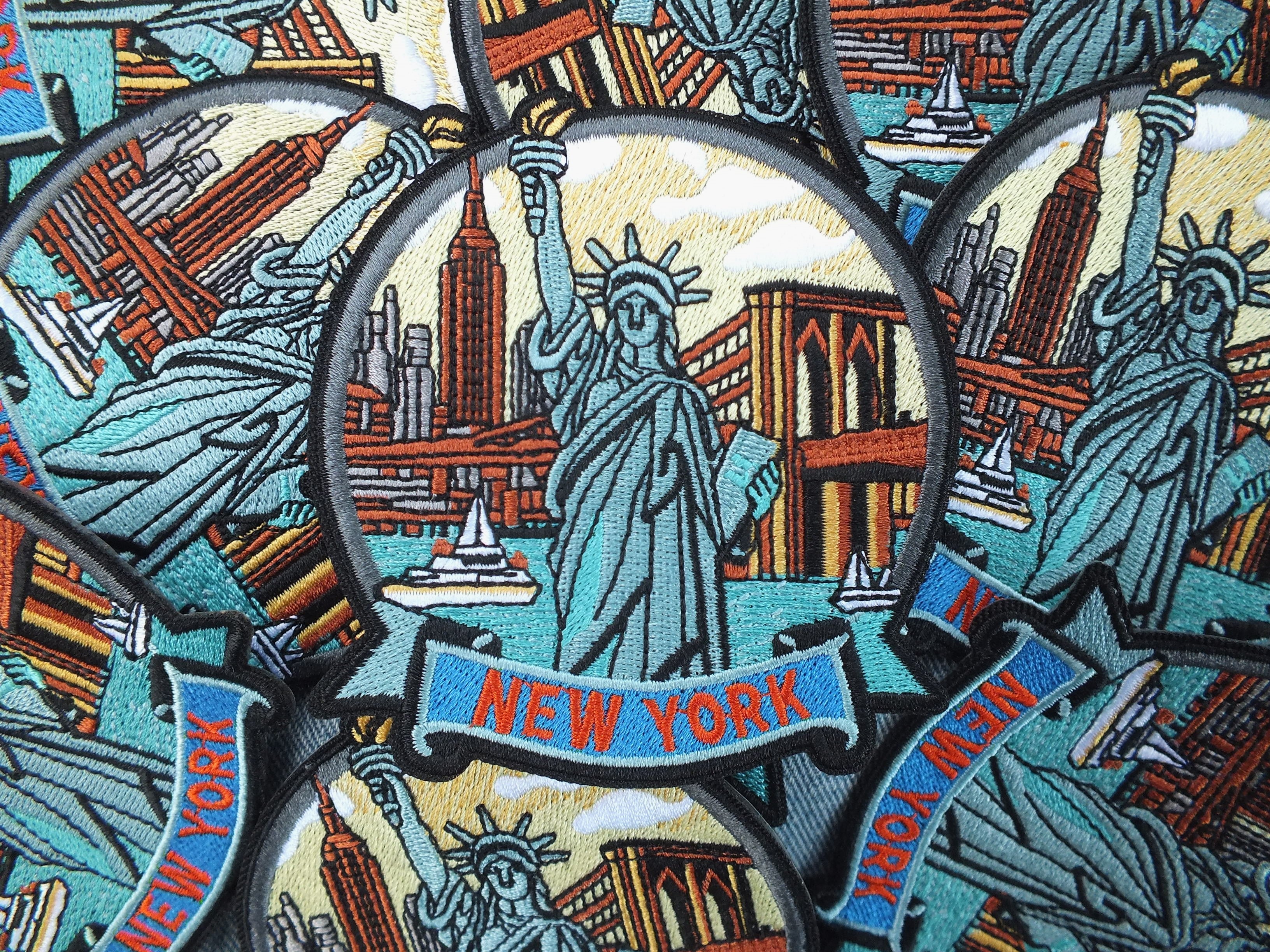 New York Travel Patch Large Hand Embroidered USA World Travel Patches Sew On Travel Patch Statue of Liberty Travel bag Patch