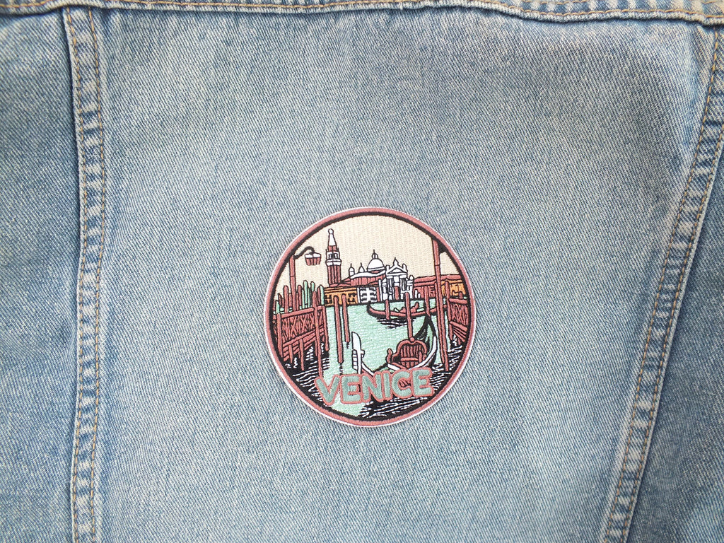 Venice Italy Patch Embroidered Gondola and Cathedral Travel Patch Venice Cathedral Patch Italy Travel Souvenir Venice Souvenir Patch
