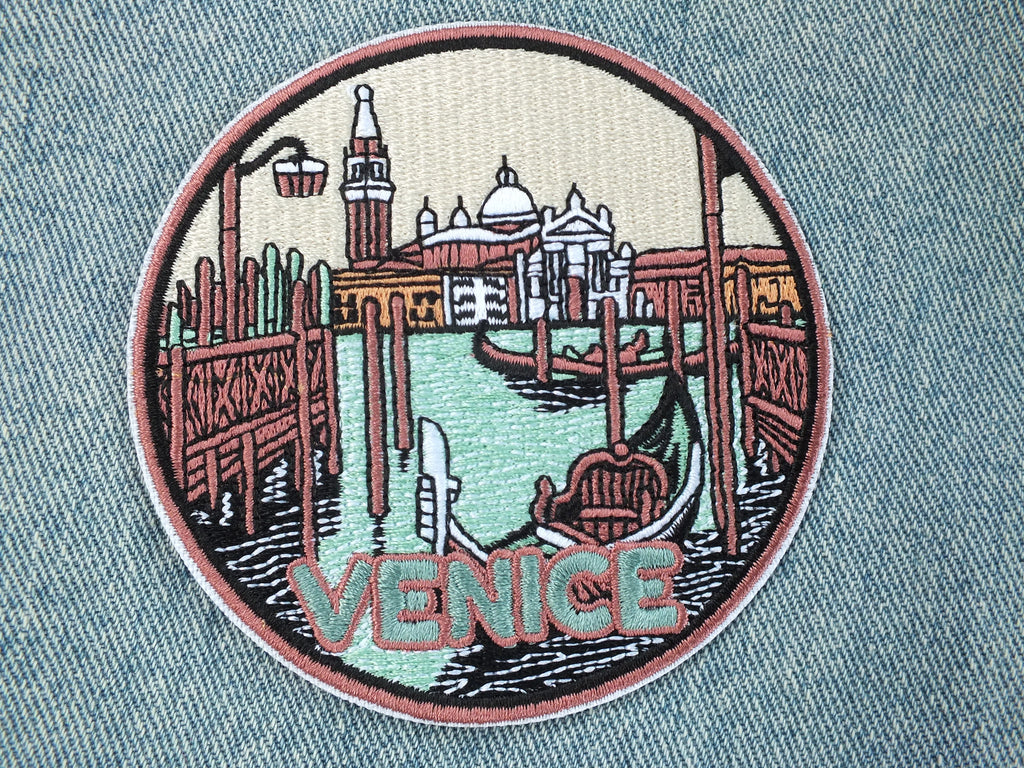 Venice Italy Patch Embroidered Gondola and Cathedral Travel Patch Venice Cathedral Patch Italy Travel Souvenir Venice Souvenir Patch