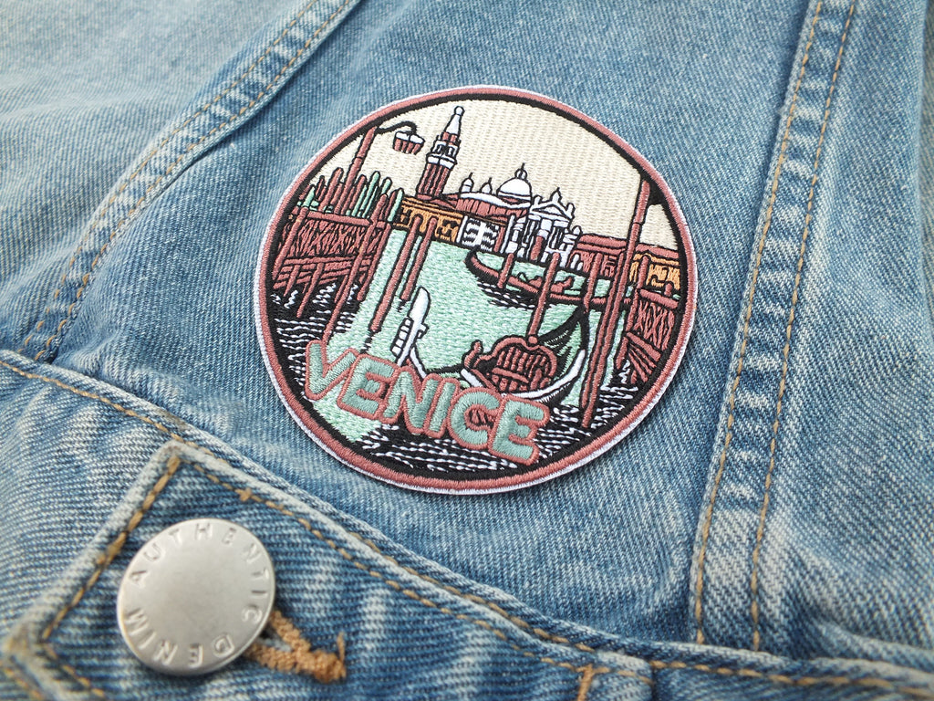 Venice Italy Patch Embroidered Gondola and Cathedral Travel Patch Venice Cathedral Patch Italy Travel Souvenir Venice Souvenir Patch