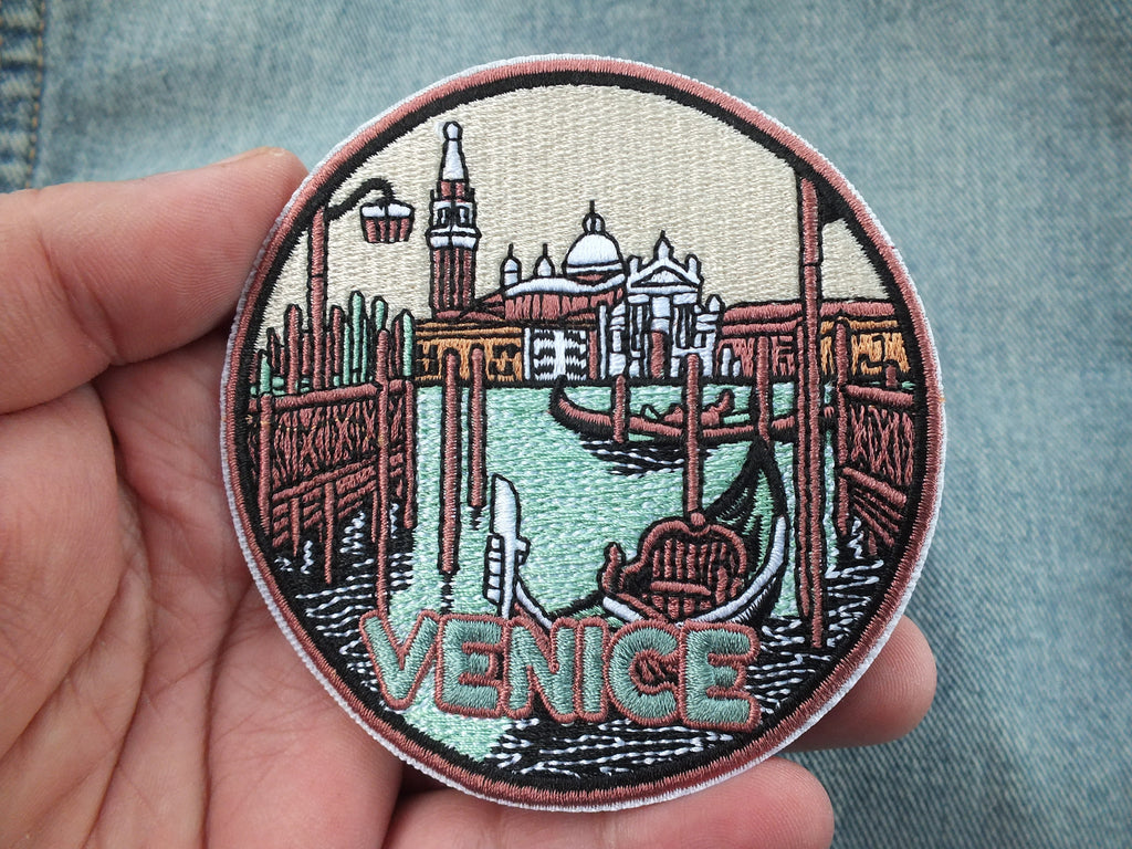 Venice Italy Patch Embroidered Gondola and Cathedral Travel Patch Venice Cathedral Patch Italy Travel Souvenir Venice Souvenir Patch