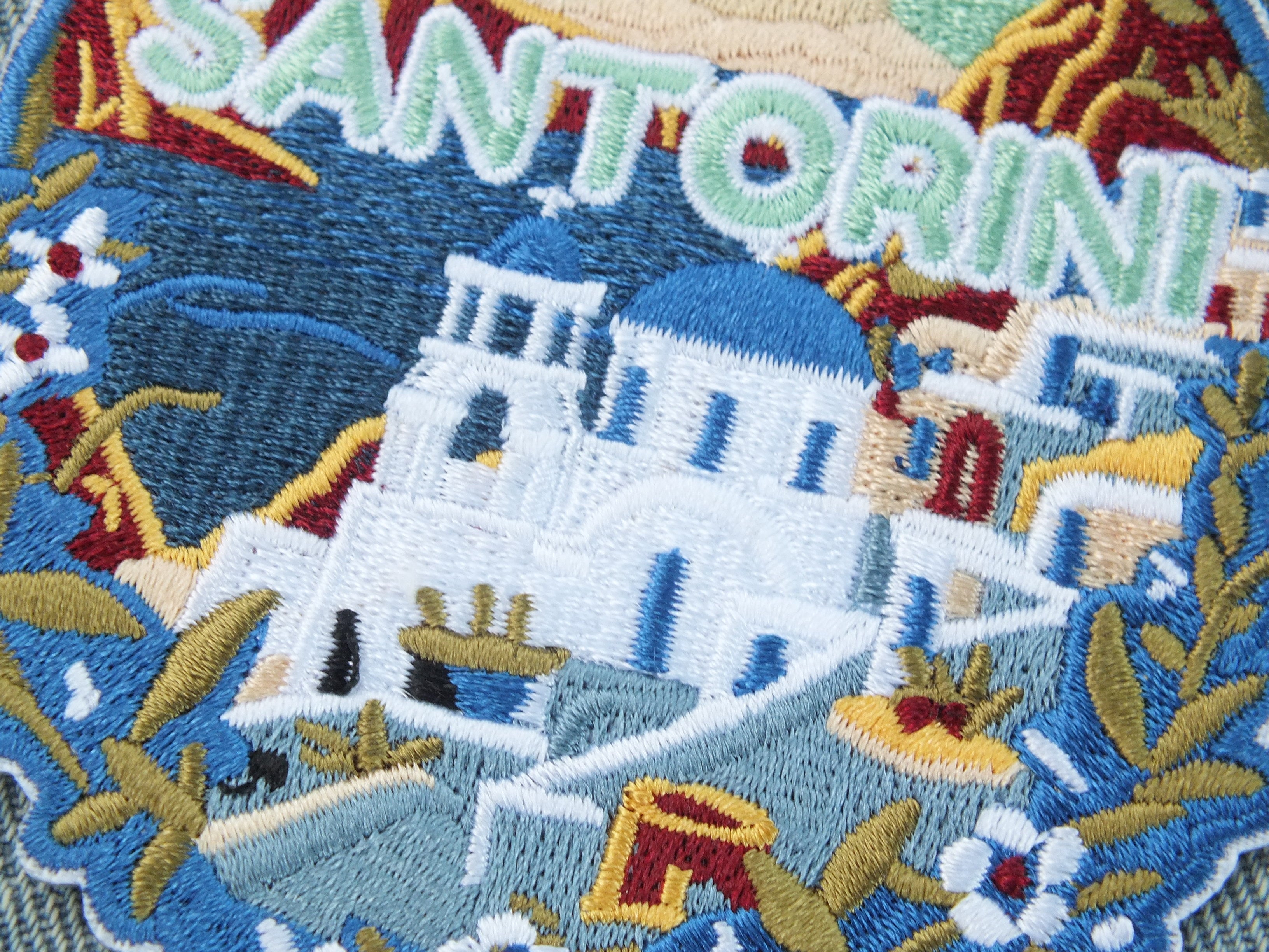 Santorini Patch Embroidered Blue Domes Aegean Sea Travel Patch Greece Souvenir Blue Domes Patch Santorini Landmark Patch Keepsake