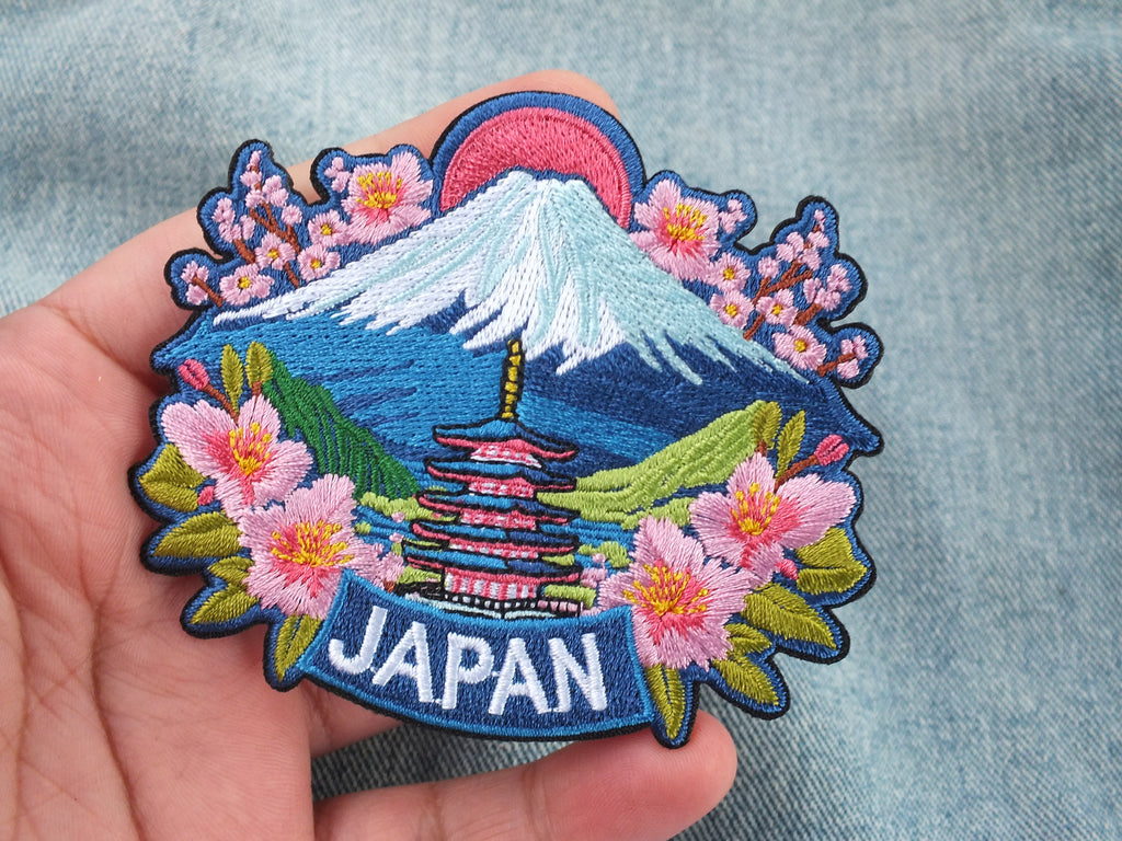 Mt Fuji Iron On Travel Patch for Jacket Love Japan Embroidered Patch for Traveler Tokyo Sew On Handmade Patch Japan Kawaii Patches Gift
