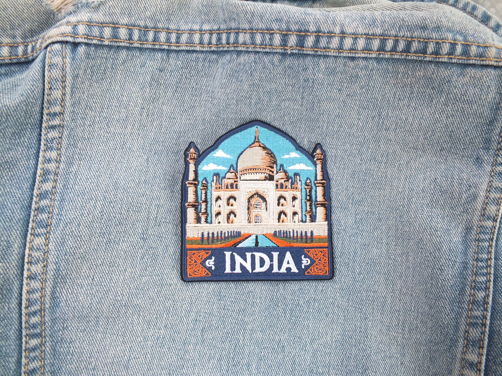 India Travel Patch Iron On Embroidered Taj Mahal Appliqué Wonder of World Travel Souvenir Patch for Jacket Backpack World City Keepsake