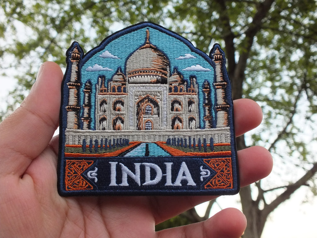 India Travel Patch Iron On Embroidered Taj Mahal Appliqué Wonder of World Travel Souvenir Patch for Jacket Backpack World City Keepsake