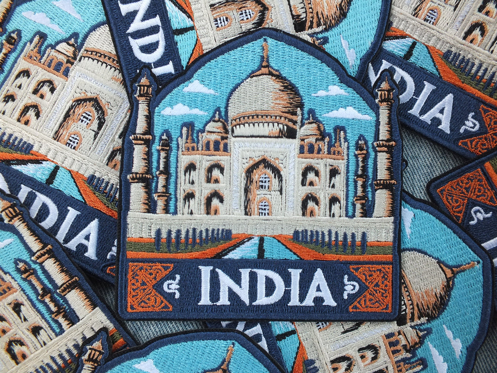 India Travel Patch Iron On Embroidered Taj Mahal Appliqué Wonder of World Travel Souvenir Patch for Jacket Backpack World City Keepsake