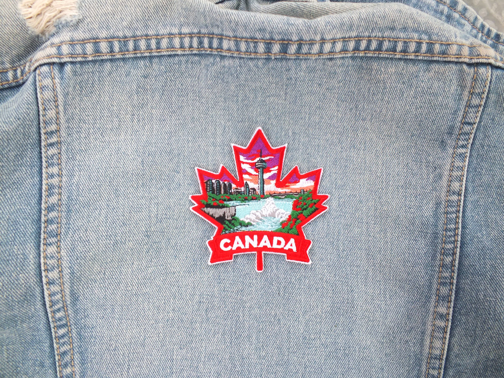 Niagara Falls Patch Iron On Embroidery Canada Sew On Patch for Jacket Maple Leaf Hook and Loop World Travel Patch Canadian Hockey Patches