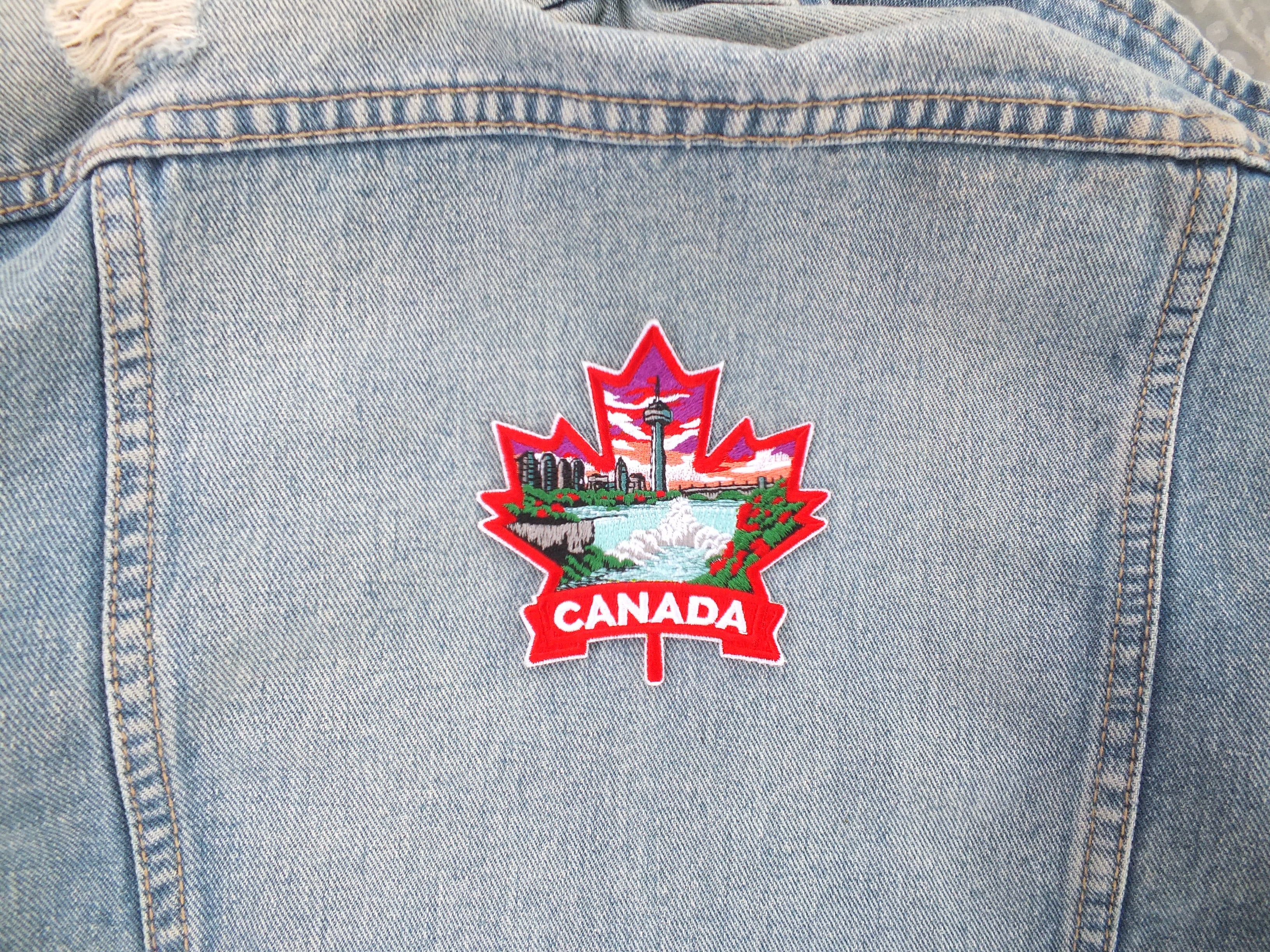 Niagara Falls Patch Iron On Embroidery Canada Sew On Patch for Jacket Maple Leaf Hook and Loop World Travel Patch Canadian Hockey Patches