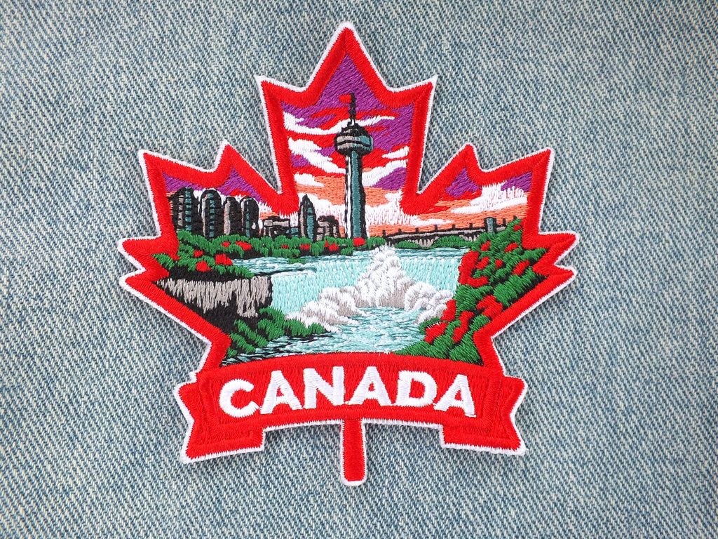 Niagara Falls Patch Iron On Embroidery Canada Sew On Patch for Jacket Maple Leaf Hook and Loop World Travel Patch Canadian Hockey Patches