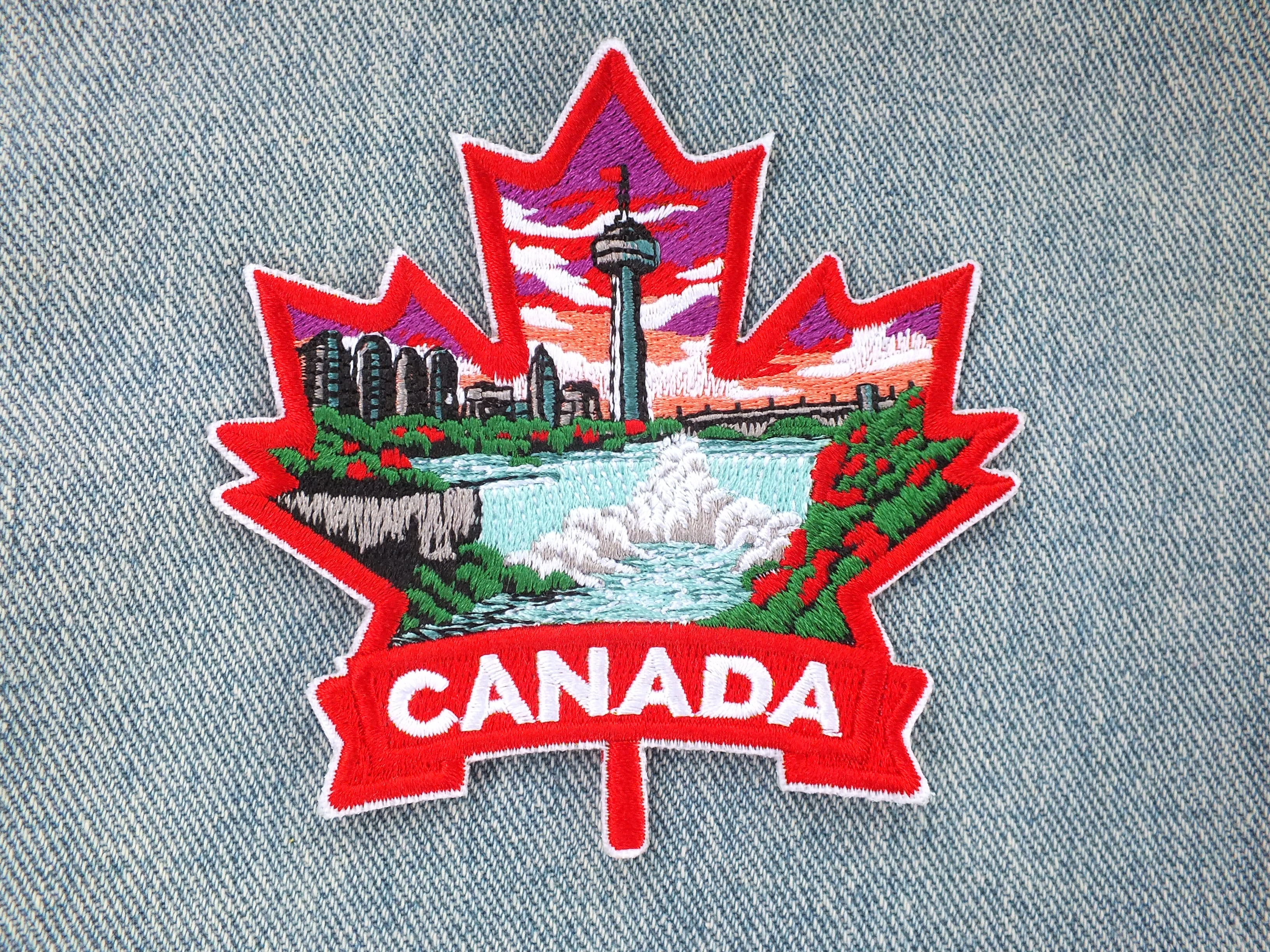 Niagara Falls Patch Iron On Embroidery Canada Sew On Patch for Jacket Maple Leaf Hook and Loop World Travel Patch Canadian Hockey Patches