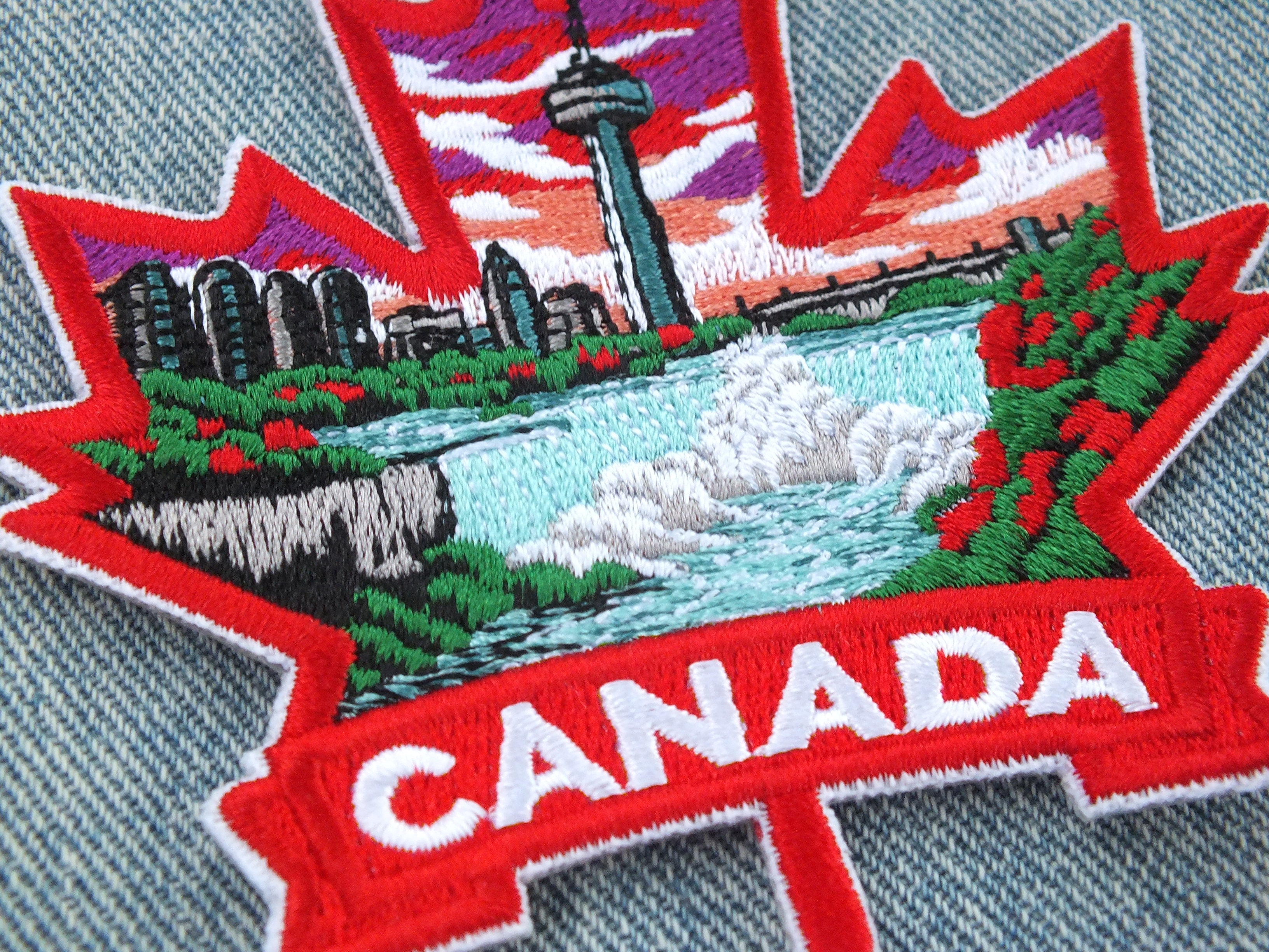 Niagara Falls Patch Iron On Embroidery Canada Sew On Patch for Jacket Maple Leaf Hook and Loop World Travel Patch Canadian Hockey Patches