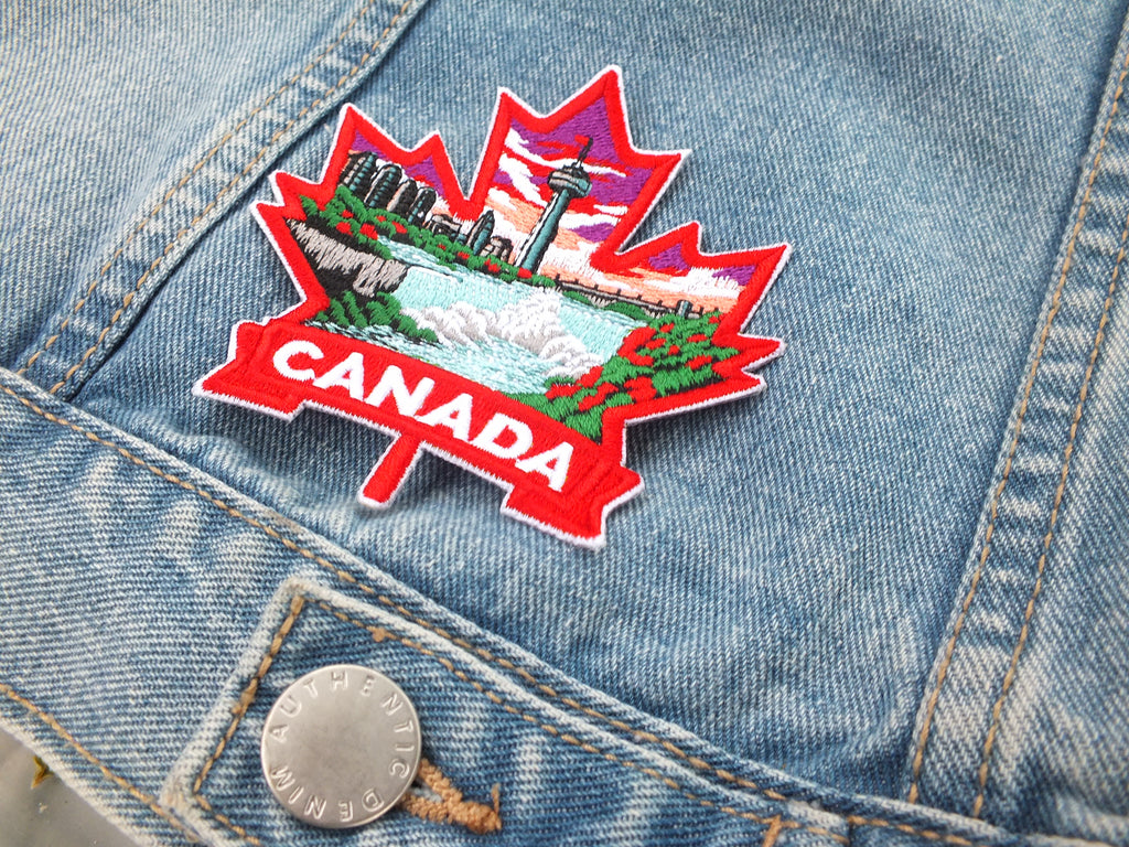 Niagara Falls Patch Iron On Embroidery Canada Sew On Patch for Jacket Maple Leaf Hook and Loop World Travel Patch Canadian Hockey Patches