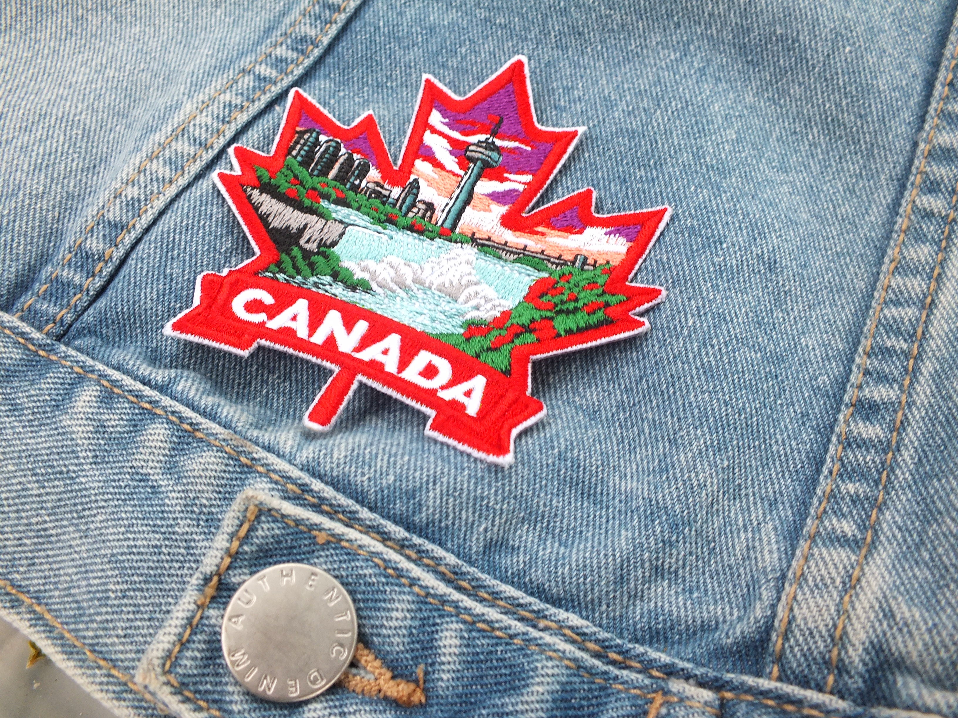 Niagara Falls Patch Iron On Embroidery Canada Sew On Patch for Jacket Maple Leaf Hook and Loop World Travel Patch Canadian Hockey Patches