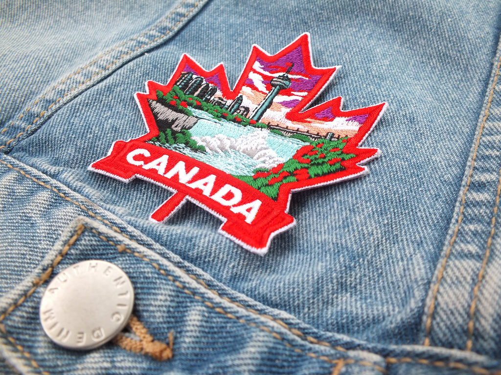 Niagara Falls Patch Iron On Embroidery Canada Sew On Patch for Jacket Maple Leaf Hook and Loop World Travel Patch Canadian Hockey Patches