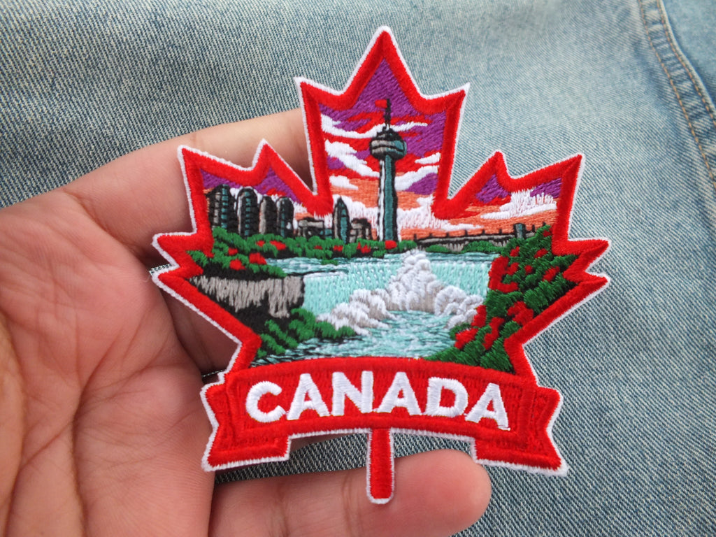 Niagara Falls Patch Iron On Embroidery Canada Sew On Patch for Jacket Maple Leaf Hook and Loop World Travel Patch Canadian Hockey Patches