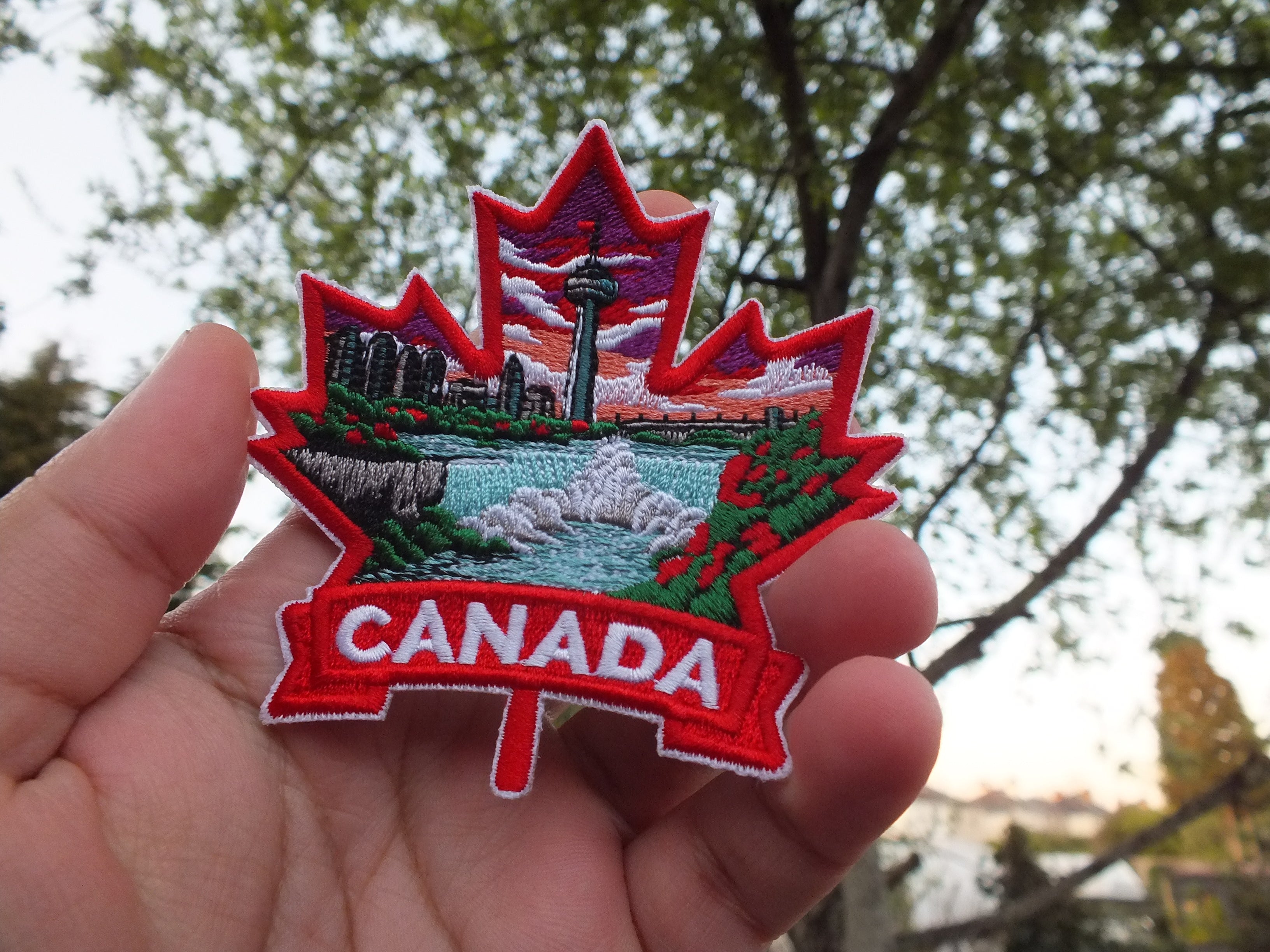 Niagara Falls Patch Iron On Embroidery Canada Sew On Patch for Jacket Maple Leaf Hook and Loop World Travel Patch Canadian Hockey Patches