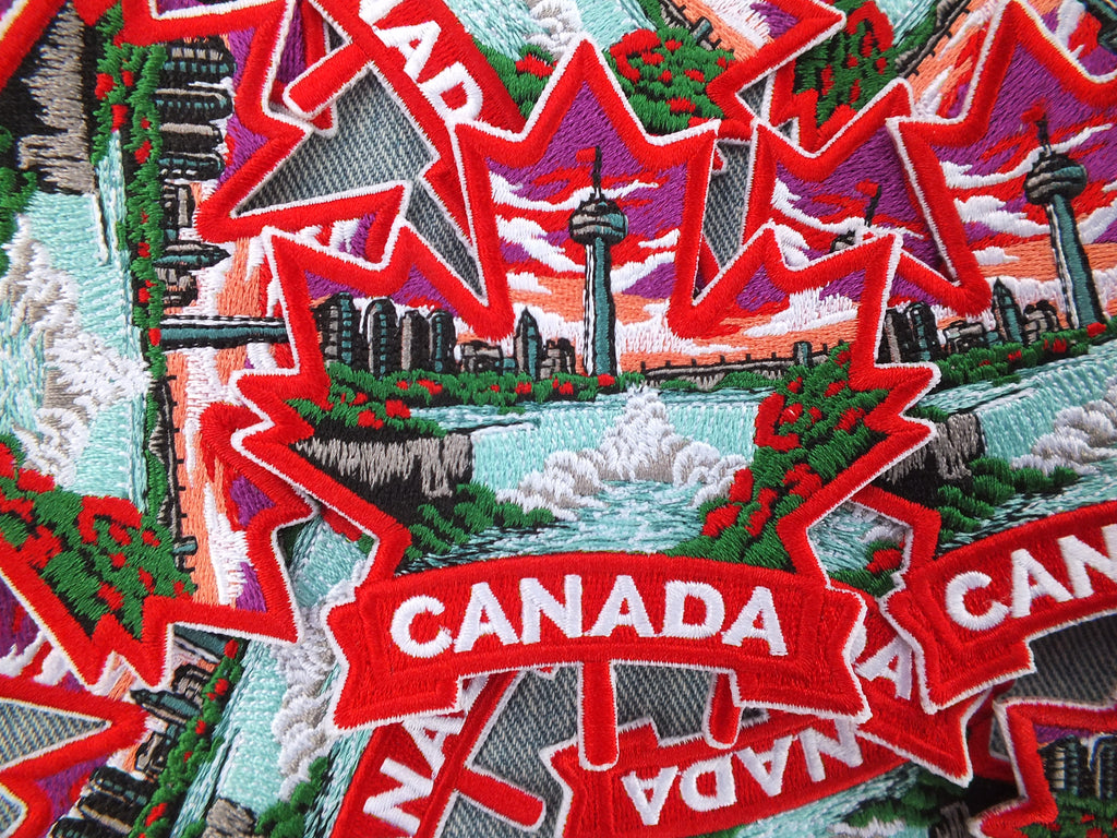 Niagara Falls Patch Iron On Embroidery Canada Sew On Patch for Jacket Maple Leaf Hook and Loop World Travel Patch Canadian Hockey Patches