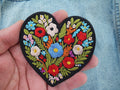Cute Heart Flower Patch Embroidered Iron On or Hook and Loop Aesthetic Appliqué for Backpacks Jackets & DIY Projects Floral Heart Patch