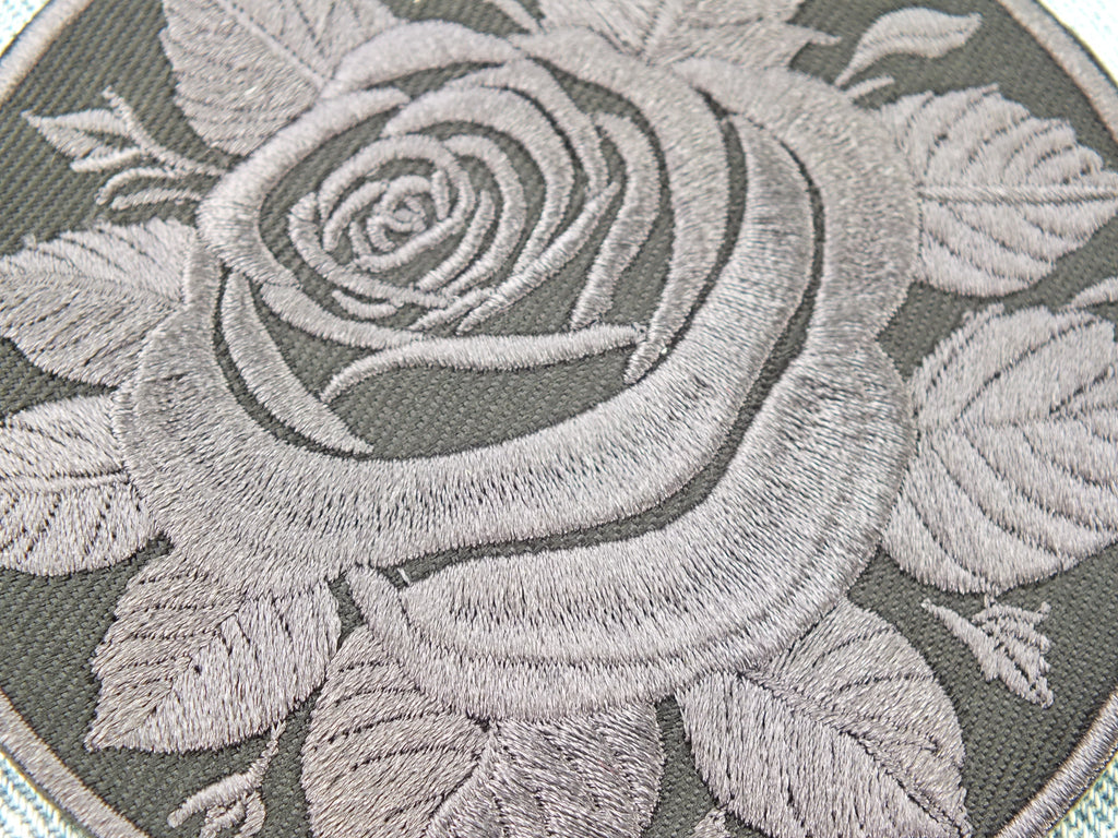 Black Rose Embroidered Patch Gothic Iron On Sew On Dark Flower Jacket DIY Punk Alternative Clothing Accessory Gift Floral Embroidery