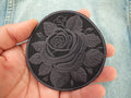Black Rose Embroidered Patch Gothic Iron On Sew On Dark Flower Jacket DIY Punk Alternative Clothing Accessory Gift Floral Embroidery