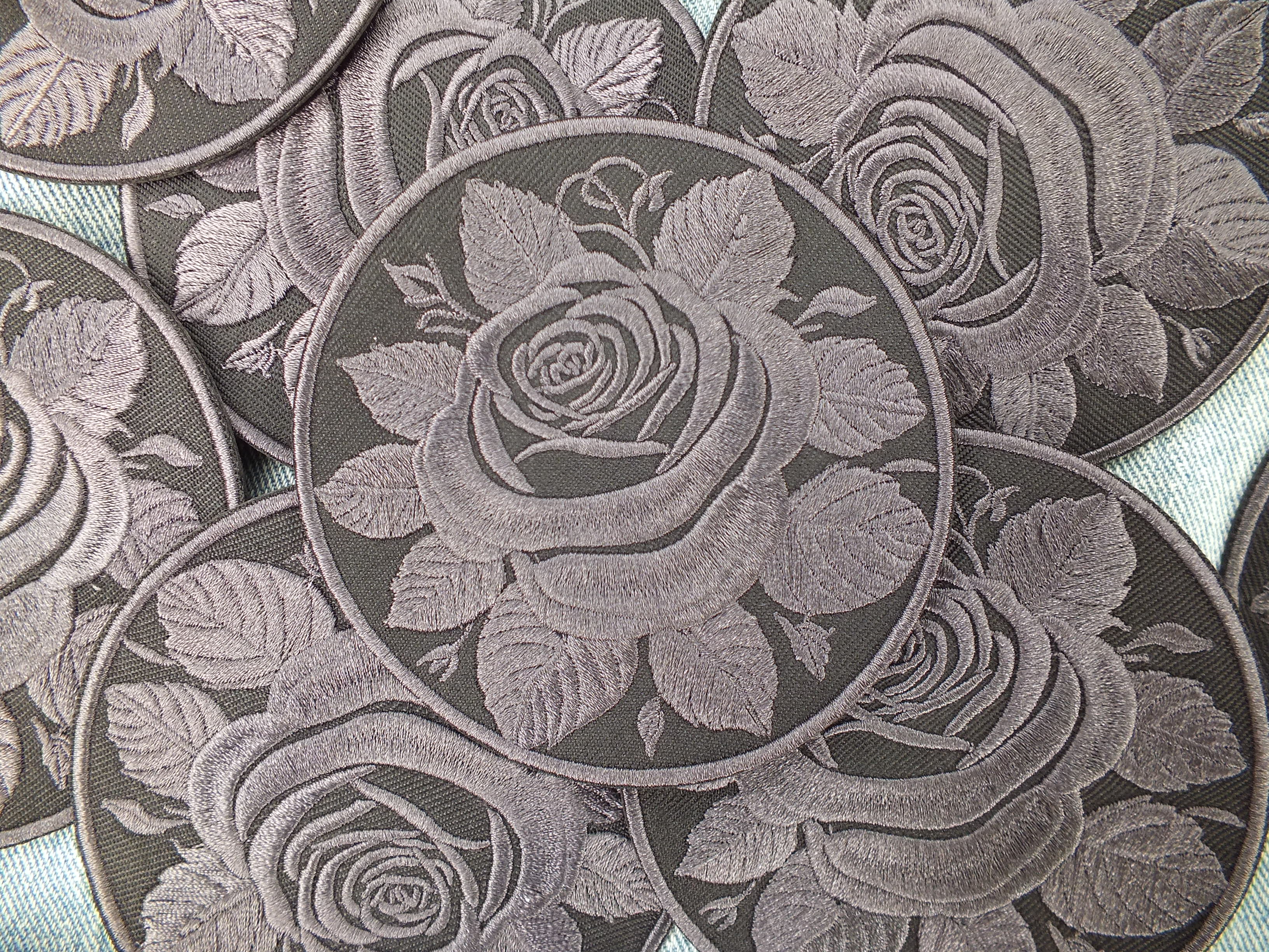 Black Rose Embroidered Patch Gothic Iron On Sew On Dark Flower Jacket DIY Punk Alternative Clothing Accessory Gift Floral Embroidery