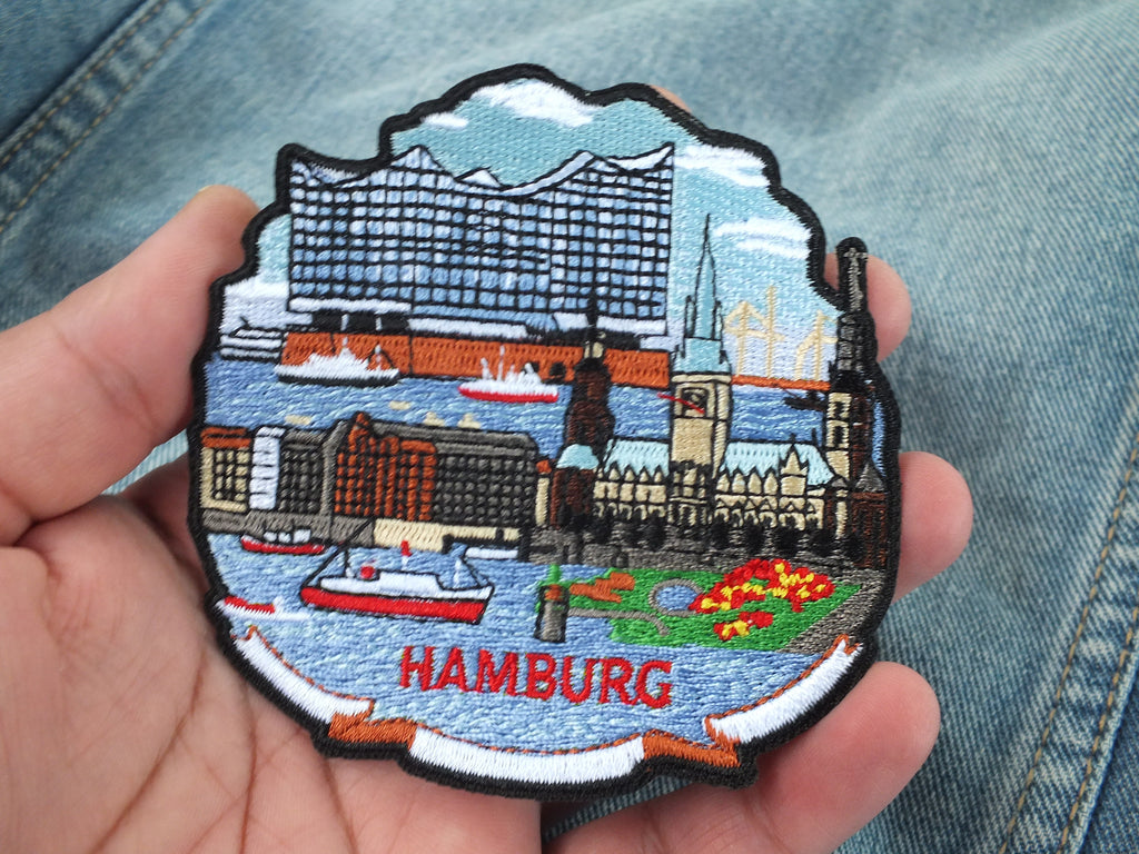 Hamburg City Iron On Patch Germany Travel Souvenir Embroidered City Patch Backpack Jacket Detailed Europe Landmark Christmas Gift Idea