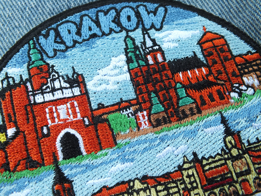 Krakow City Iron On Patch Wawel Castle Old Town Cathedral Print Poland Travel Souvenir Embroidered World City Patch Backpack Jacket Badge