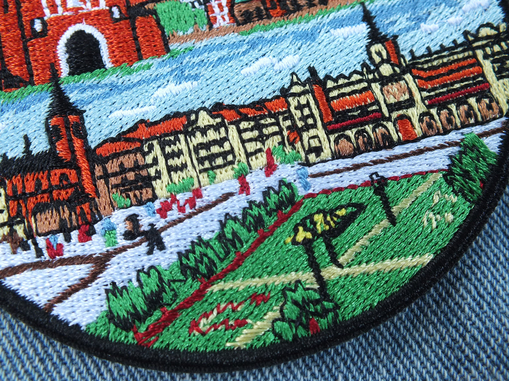 Krakow City Iron On Patch Wawel Castle Old Town Cathedral Print Poland Travel Souvenir Embroidered World City Patch Backpack Jacket Badge