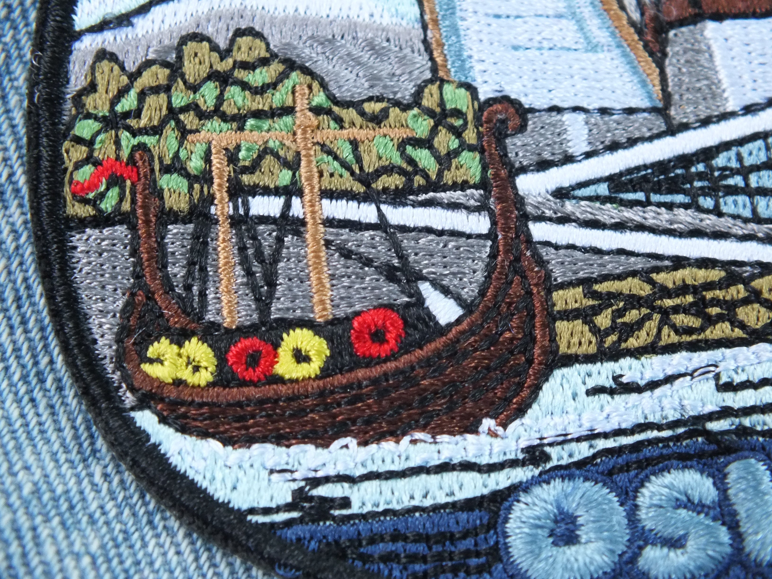 Oslo Travel Patch Norway City Embroidered Patches Travel Jacket Iron On Patch Europe Viking City Hook and Loop Scandinavian Embroidery Patch