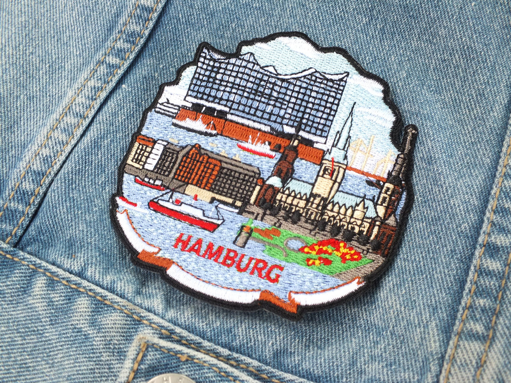 Hamburg City Iron On Patch Germany Travel Souvenir Embroidered City Patch Backpack Jacket Detailed Europe Landmark Christmas Gift Idea